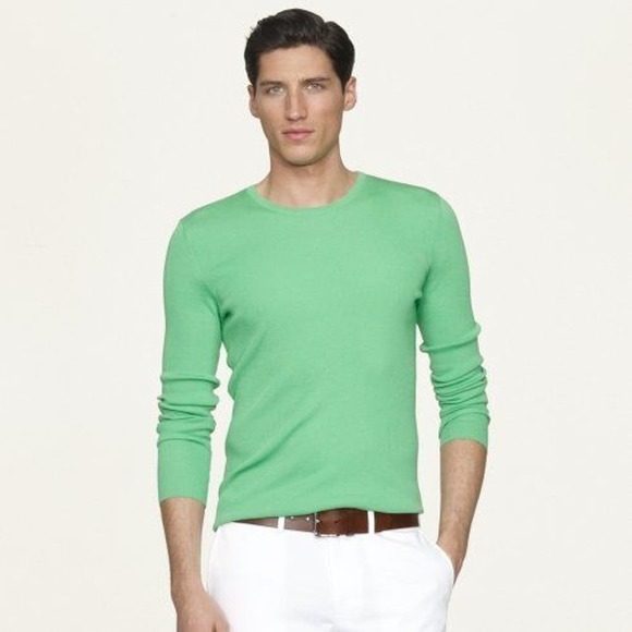 Ralph Lauren Black Label Italy Merino Wool Rib Crewneck Sweater Green M Nwt $595 - Picture 5 of 5